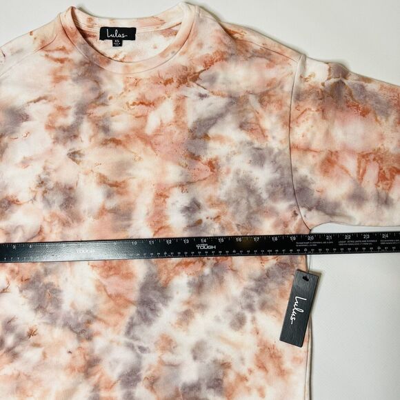Lulus Mini Dress Womens XS Sweatshirt Tie Dye Pink Gray Relaxed Fit Hang Loose - Picture 10 of 11
